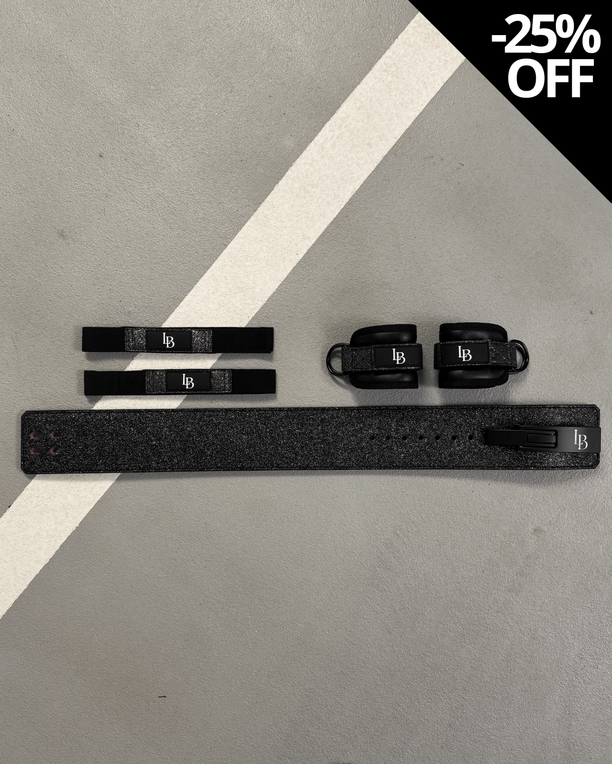 XL Black Lifting Bundle - LIFTING STRAPS + ANKLE STRAPS + BELT