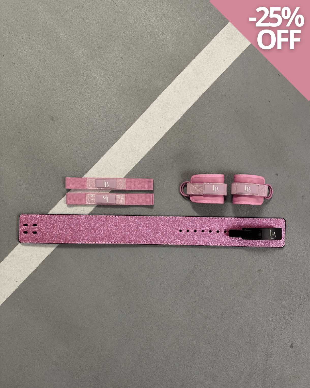 XL Pink Lifting Bundle - LIFTING STRAPS + ANKLE STRAPS + BELT