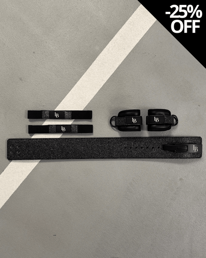 XL Black Lifting Bundle - LIFTING STRAPS + ANKLE STRAPS + BELT