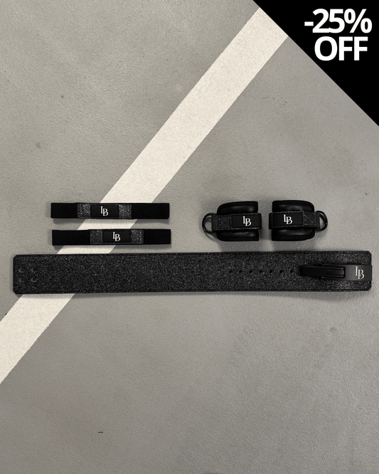 XL Black Lifting Bundle - LIFTING STRAPS + ANKLE STRAPS + BELT