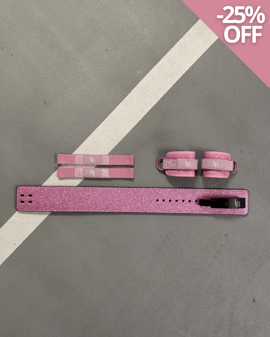 XL Pink Lifting Bundle - LIFTING STRAPS + ANKLE STRAPS + BELT