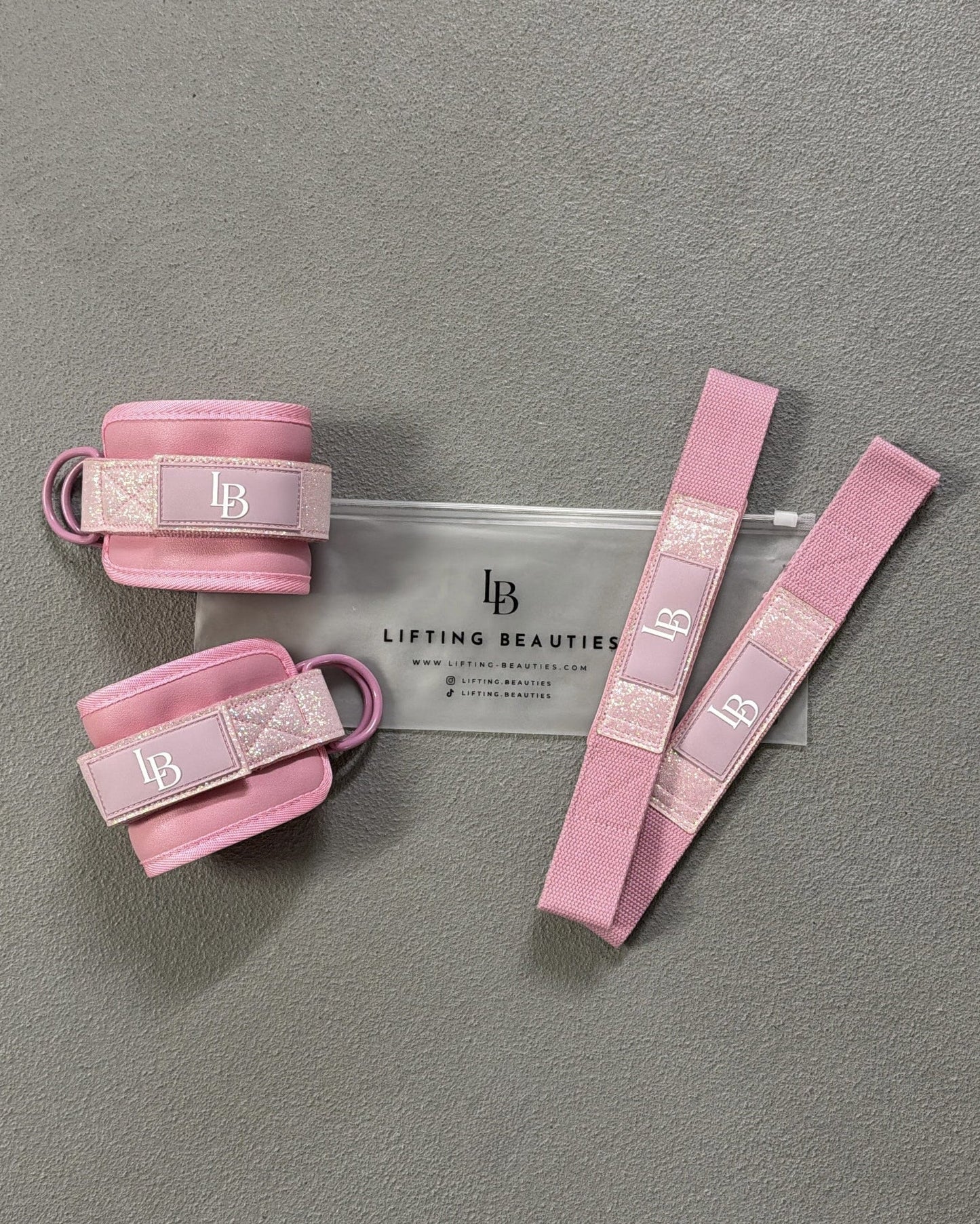 Baby Pink Lifting Bundle - LIFTING STRAPS + ANKLE STRAPS