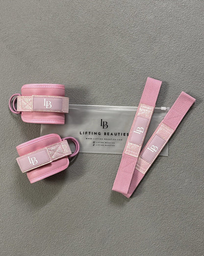 Baby Pink Lifting Bundle - LIFTING STRAPS + ANKLE STRAPS