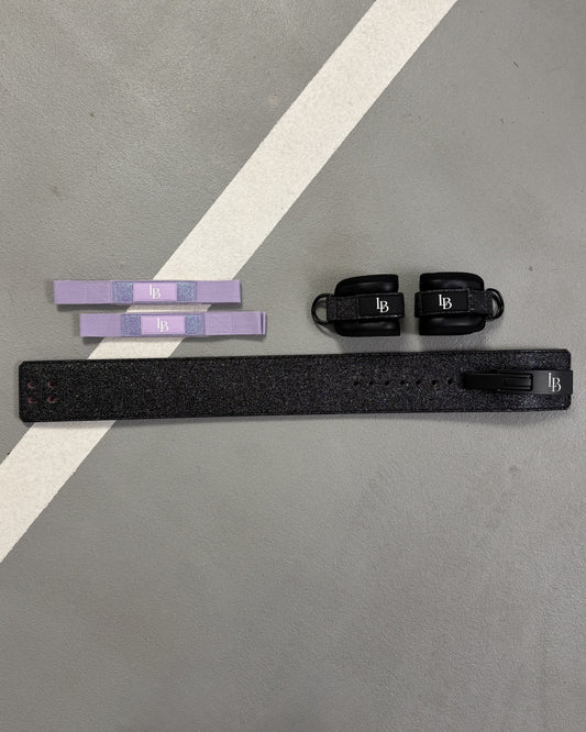 XL Purple Lifting Bundle - LIFTING STRAPS + ANKLE STRAPS + BELT