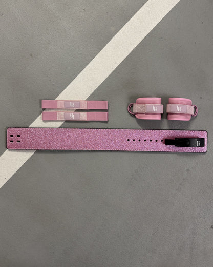 XL Pink Lifting Bundle - LIFTING STRAPS + ANKLE STRAPS + BELT