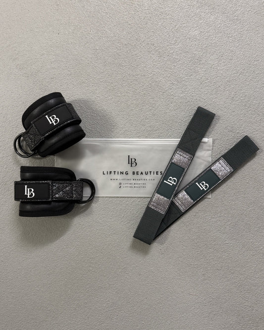 Zughilfen und Fußmanschetten in glitzer